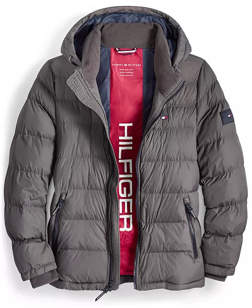 Tommy Hilfiger Men's Puffer Jacket Hooded Water and Wind Resistant Puffer Jacket