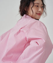 [SWOOP] OGGITT (uni) Dormitory Peach Lychee Striped Pajamas_SWOGPJLSPK