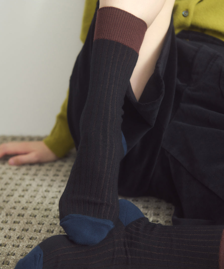 [SWOOP] I HATE MONDAY Twotone Rib Socks_SWIMSCTRBK