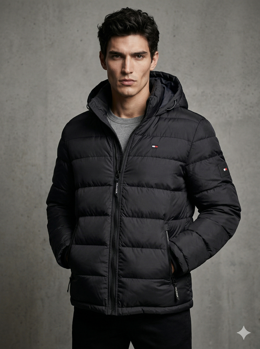 Tommy Hilfiger Men's Puffer Jacket Hooded Water and Wind Resistant Puffer Jacket