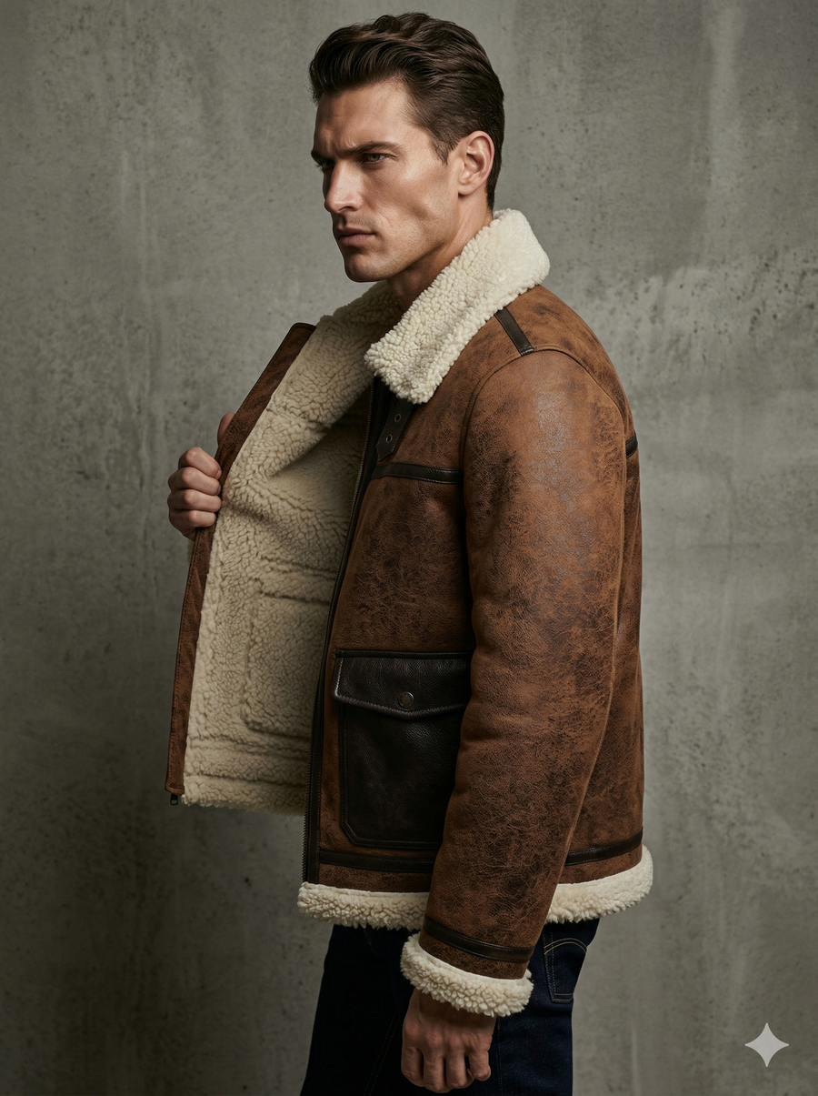 LEVI'S Men's Faux Shearling Rancher Aviator Jacket