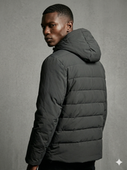 DKNY Men’s Mid-Weight Hooded Softshell Jacket – Quilted Water-Resistant Winter Coat with Storm Cuffs