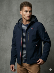 Tommy Hilfiger Men's Filled Soft Shell Hooded Open Bottom Jacket