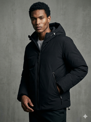 DKNY Men’s Mid-Weight Hooded Softshell Jacket – Quilted Water-Resistant Winter Coat with Storm Cuffs
