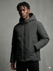 DKNY Men’s Mid-Weight Hooded Softshell Jacket – Quilted Water-Resistant Winter Coat with Storm Cuffs