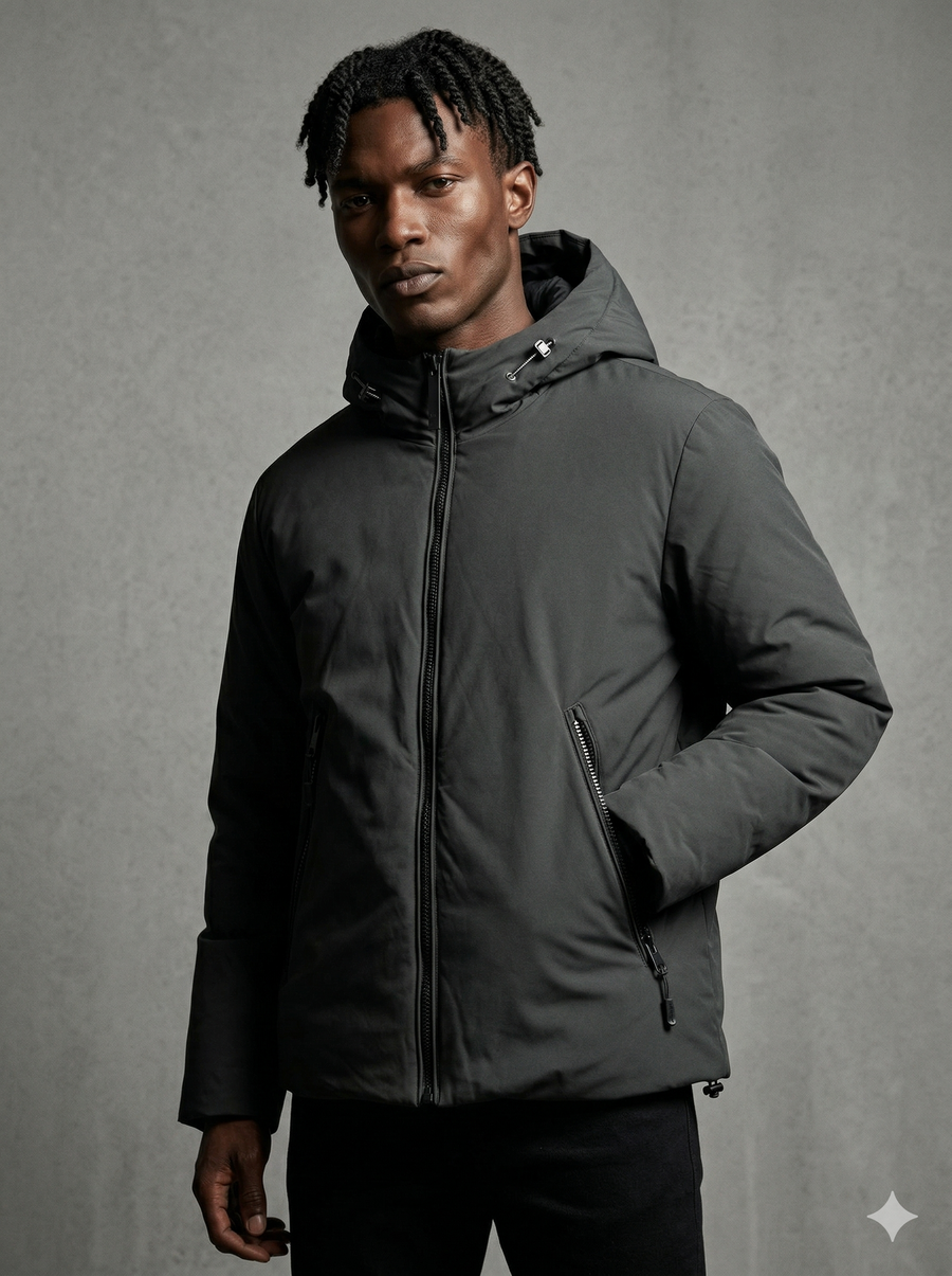DKNY Men’s Mid-Weight Hooded Softshell Jacket – Quilted Water-Resistant Winter Coat with Storm Cuffs