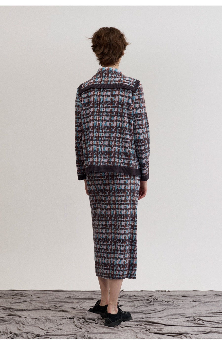 [SWOOP] LAPLI Tweed Pattern Belt Skirt_SWLASKTBDG