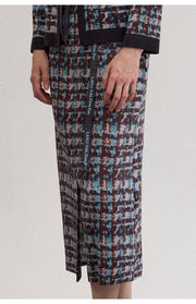 [SWOOP] LAPLI Tweed Pattern Belt Skirt_SWLASKTBDG