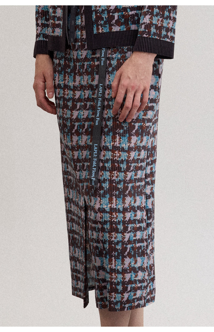 [SWOOP] LAPLI Tweed Pattern Belt Skirt_SWLASKTBDG