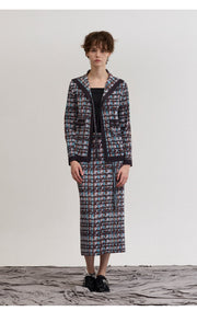 [SWOOP] LAPLI Tweed Pattern Belt Skirt_SWLASKTBDG