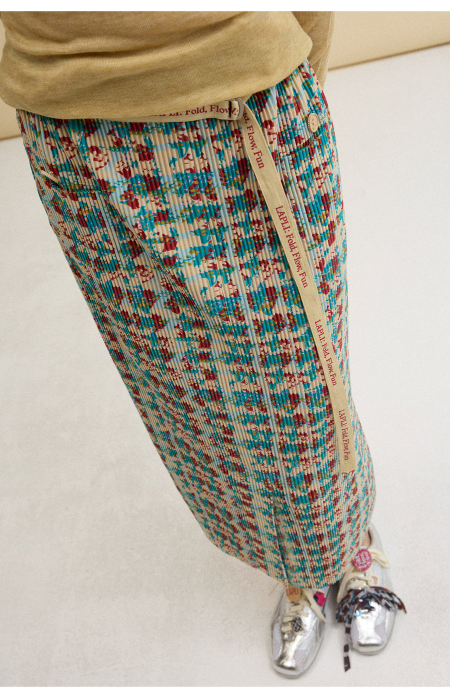 [SWOOP] LAPLI Tweed Pattern Belt Skirt_SWLASKTBDG