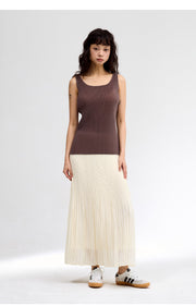 [SWOOP] LAPLI V-Stitch Flared Chiffon Skirt_SWLASKVCIV