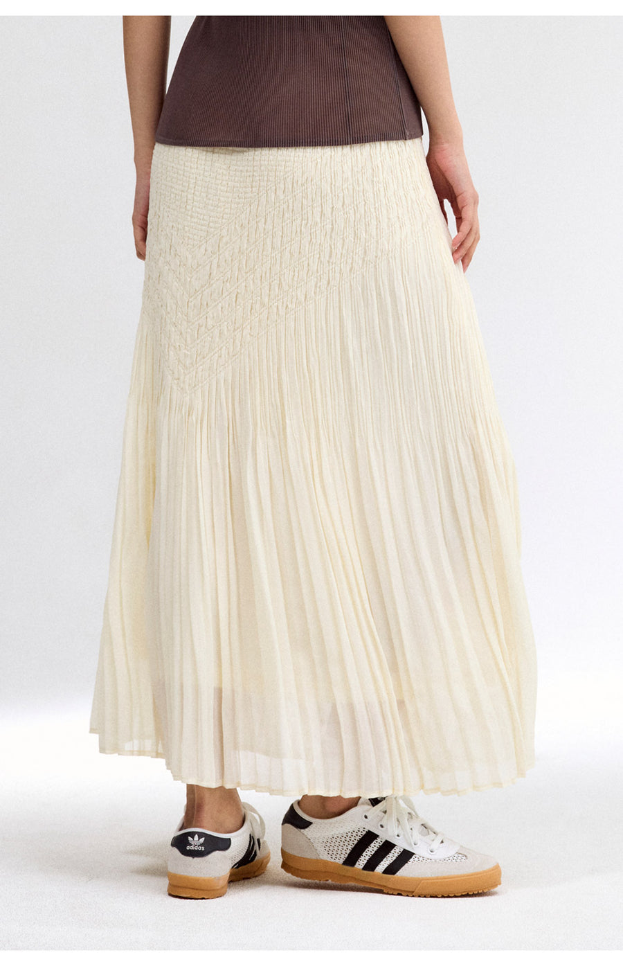 [SWOOP] LAPLI V-Stitch Flared Chiffon Skirt_SWLASKVCIV