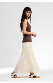 [SWOOP] LAPLI V-Stitch Flared Chiffon Skirt_SWLASKVCIV