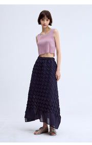[SWOOP] LAPLI Waffle Pleated A-Line Skirt_SWLASKWADB
