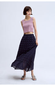 [SWOOP] LAPLI Waffle Pleated A-Line Skirt_SWLASKWADB
