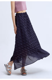 [SWOOP] LAPLI Waffle Pleated A-Line Skirt_SWLASKWADB