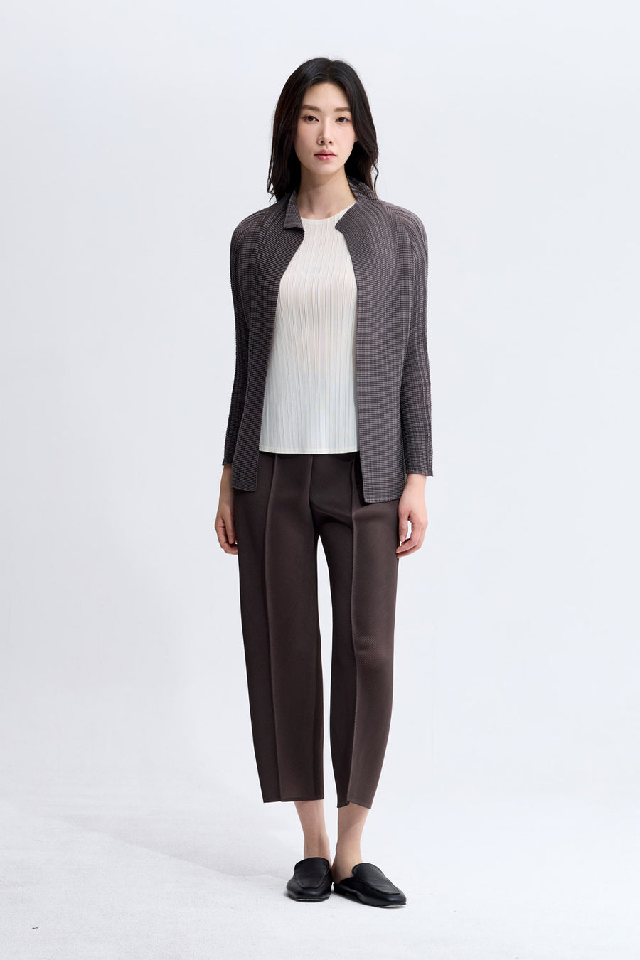 [SWOOP] Pleatsme Square-Press No-Collar Cardigan_SWPLCASPBK