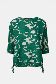 [SWOOP] Pleatsme Print Side-String T-Shirt_SWPLLWPSGR