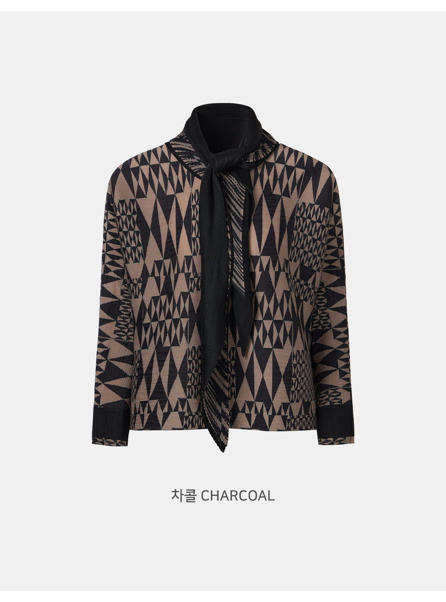 [SWOOP] Pleatsme Print Scarf Dolman T-Shirt_SWPLLWSTGY