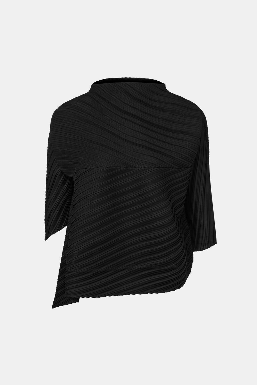 [SWOOP] Pleatsme Unbalanced Oblique Folding T-Shirt_SWPLLWUOBK