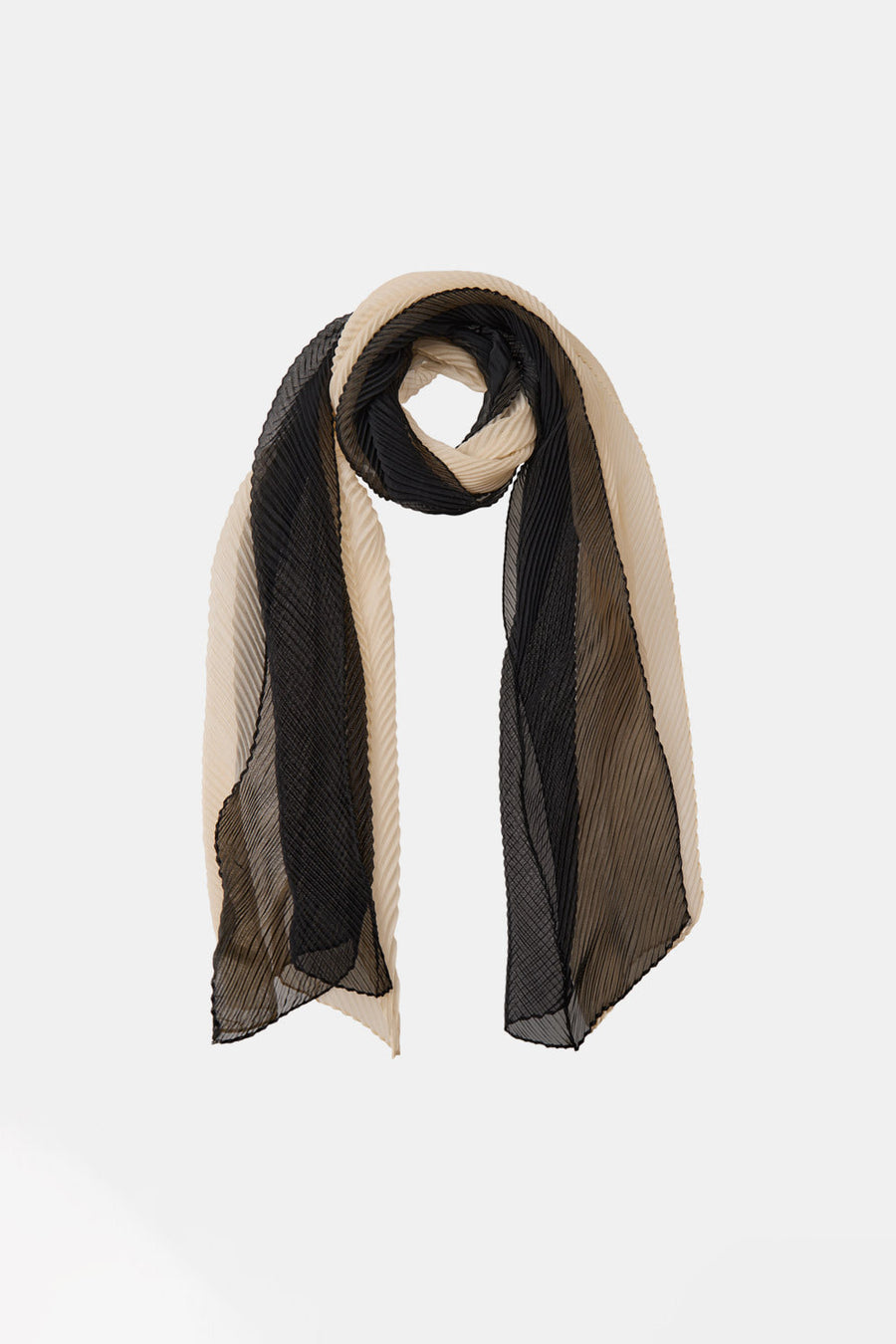 [SWOOP] Pleatsme Two-Tone Pleated Long Scarf_SWPLSFTPBK
