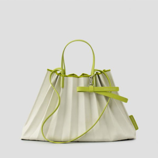 [SWOOP] JOSEPH & STACEY Lucky Pleats Canvas Coated Shopper L with Ribbon_SWJSBGCLGR