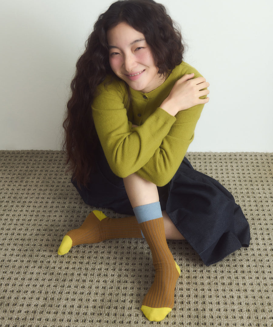 [SWOOP] I HATE MONDAY Twotone Rib Socks_SWIMSCTRBK