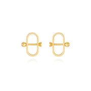 Lock Motif Stud Earrings Silver/Gold