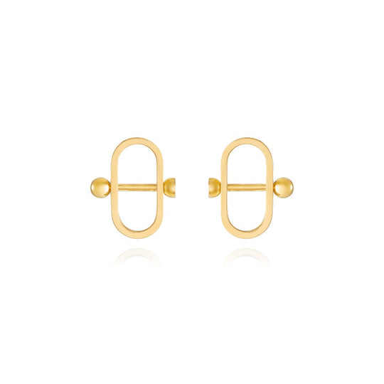 Lock Motif Stud Earrings Silver/Gold