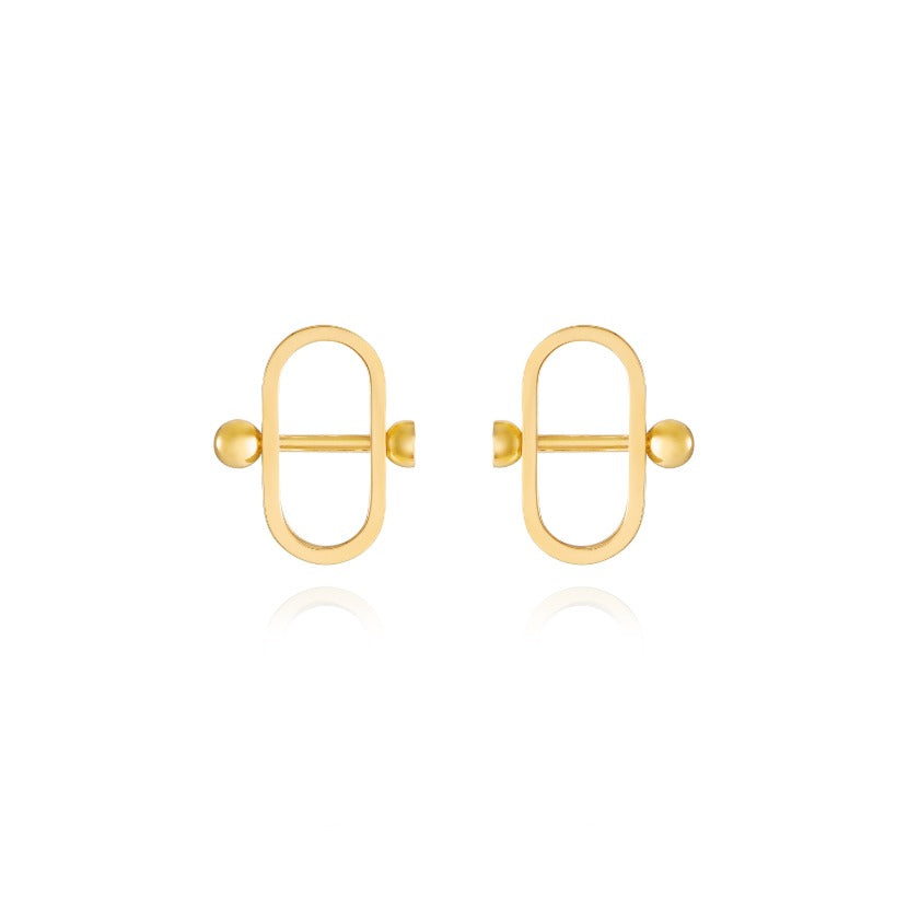 Lock Motif Stud Earrings Silver/Gold