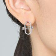 Lock Motif Stud Earrings Silver/Gold