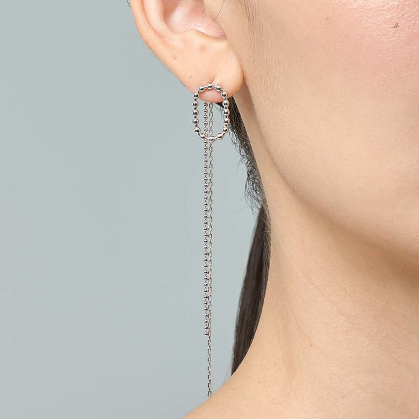 Two-way Oval-shaped Stud & Drop Earrings