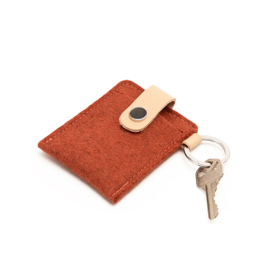 Key Card Case - Mahogany Felt, Leather - TheHans