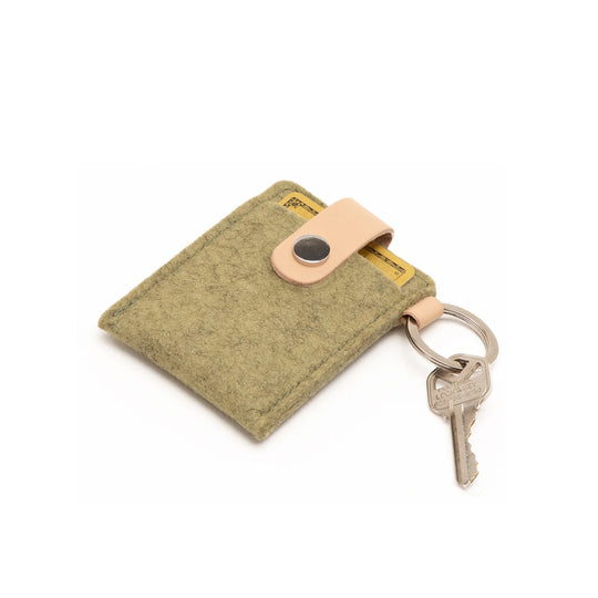 Key Card Case - Sage Felt, Leather - TheHans