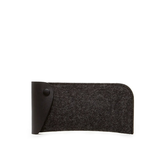 Anzen Eyeglass Sleeve - Charcoal Felt, Black Leather - TheHans