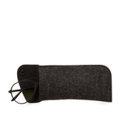 Anzen Eyeglass Sleeve - Charcoal Felt, Black Leather - TheHans