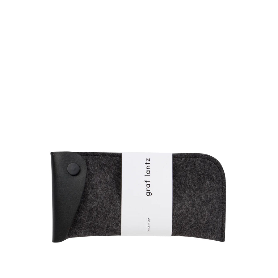 Anzen Eyeglass Sleeve - Charcoal Felt, Black Leather - TheHans