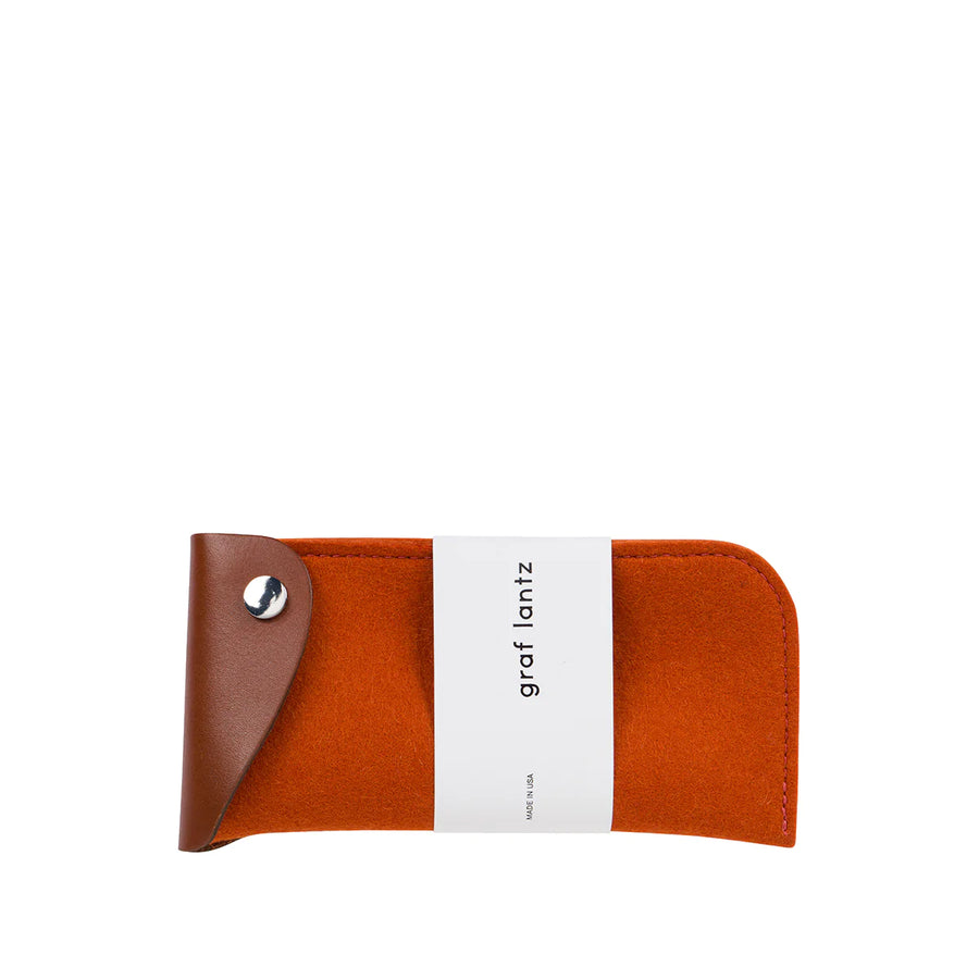 Anzen Eyeglass Sleeve - Ember Felt, Sienna Leather - TheHans