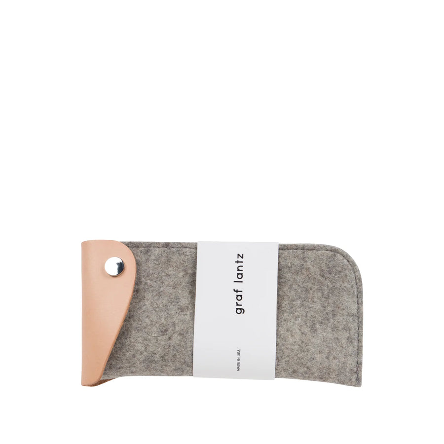 Anzen Eyeglass Sleeve - Granite Felt, Natural Leather - TheHans