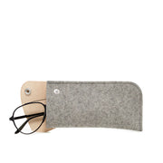 Anzen Eyeglass Sleeve - Granite Felt, Natural Leather - TheHans