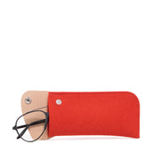 Anzen Eyeglass Sleeve - Orange Felt , Natural Leather - TheHans