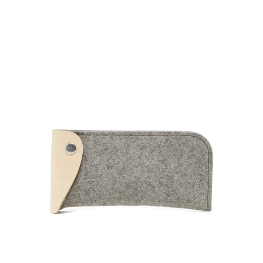 Anzen Eyeglass Sleeve - Granite Felt, Natural Leather - TheHans