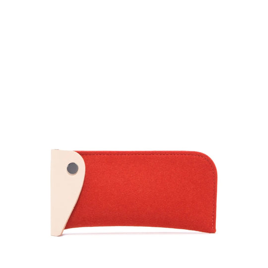 Anzen Eyeglass Sleeve - Orange Felt , Natural Leather - TheHans