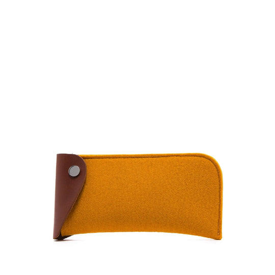 Anzen Eyeglass Sleeve - Turmeric Felt , Sienna Leather - TheHans