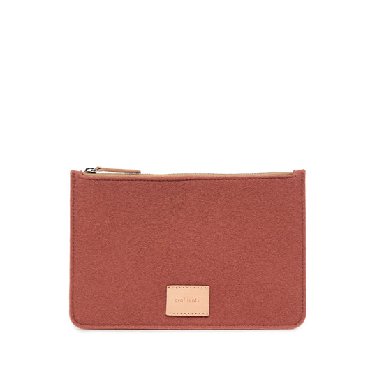 Flat pouch large terracotta felt - TheHans