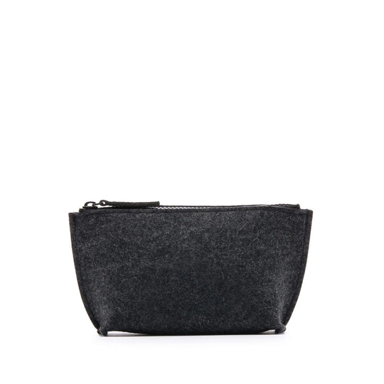 Hana Pouch Petite - Charcoal Felt, Black Leather - TheHans