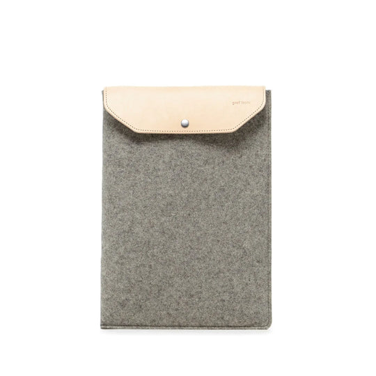 Laptop Sleeve 13" - Granite Felt, Natural Leather - TheHans