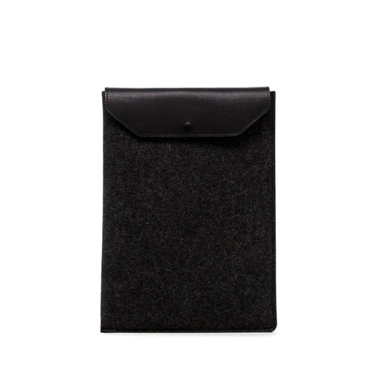 Laptop Sleeve 15" - Charcoal Felt, Black Leather - TheHans