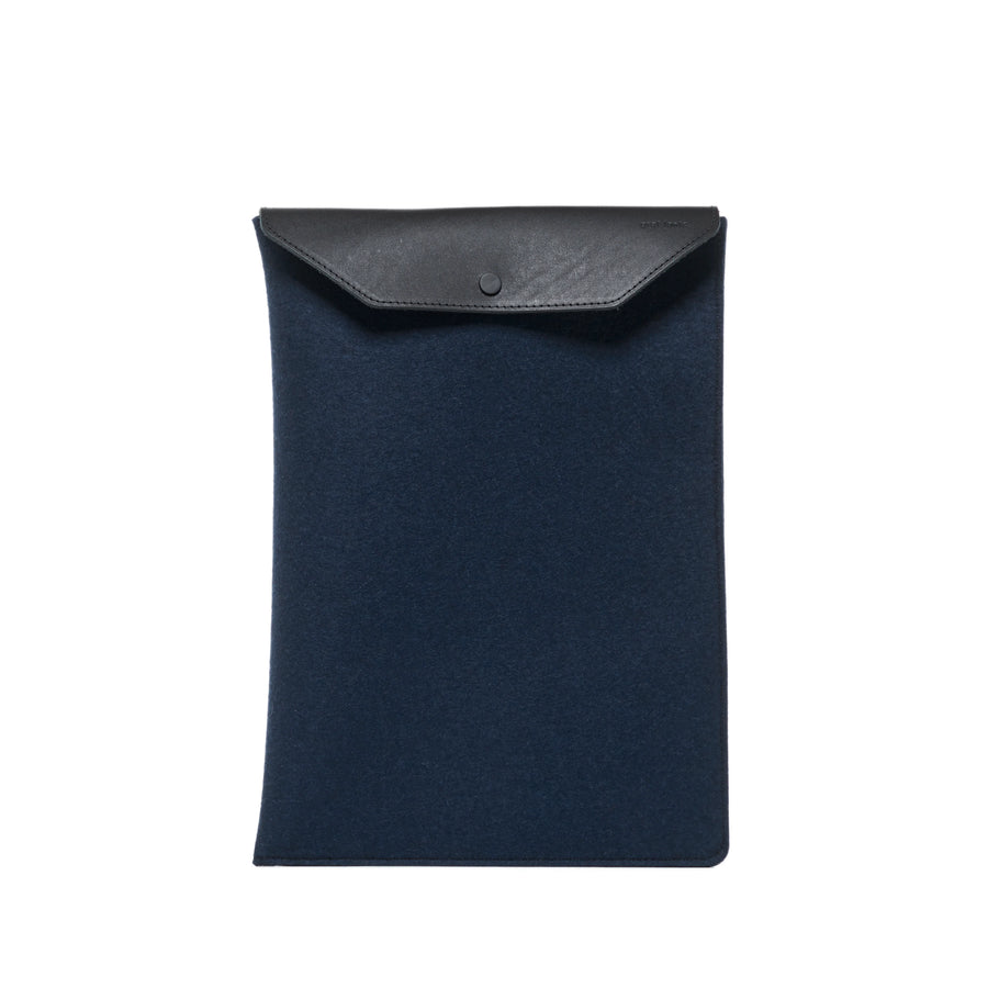 Laptop Sleeve 15" - Marine Felt, Black Leather - TheHans